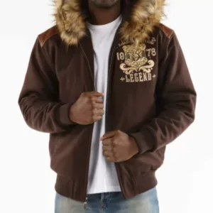 Brown Pelle Pelle Fur Hood Live Like A King Wool Jacket