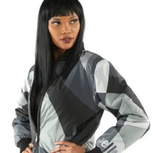 Abstract Pattern Pelle Pelle Gray Bomber Jacket