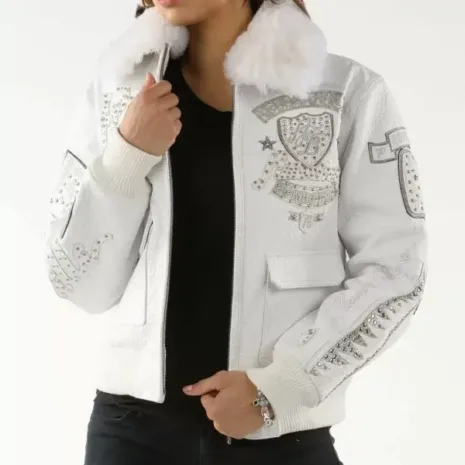 American Bruiser White Bombshell Pelle Pelle Jacket