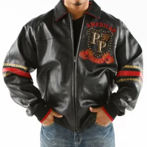 American Rebel Black Pelle Pelle Studded Jacket