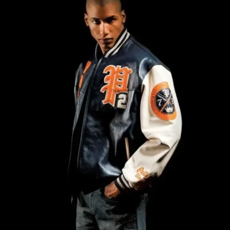 Bold Pelle Pelle Blue Leather Varsity Jacket