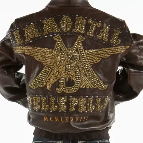 Brown Pelle Pelle Immortal Studded Leather Jacket