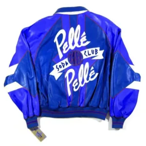 Early 90S Vintage Pelle Pelle Leather Soda Club Blue Jacket