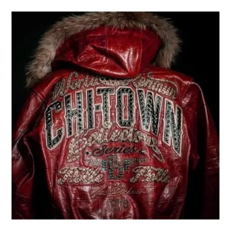 Fur Hood Pelle Pelle Red Chi-Town Jacket