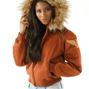 Ladies Pelle Pelle Airborne Brown Hoodie