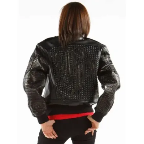 Glowing Black Leather Jacket MB Bomber Pelle Pelle Store