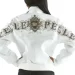 Ladies White Leather Jacket Shoulder Crest Pelle Pelle