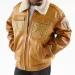 MB Pelle Pelle Brown Fur Collar Studded Jacket