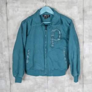 Pelle Pelle Marc Buchanan Womens Vintage Bomber Turquoise Jacket