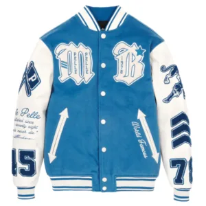 Men Pelle Pelle Blue Varsity Jacket