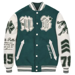 Men Pelle Pelle Green Varsity Jacket