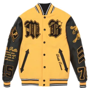 Men Pelle Pelle Yellow Varsity Jacket