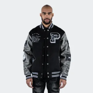 Men’s Pelle Pelle Wool Varsity Jacket Black