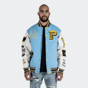 Men’s Pelle Pelle Wool Varsity Jacket Light Blue