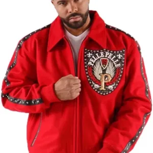 Pelle Pelle Band Of Brothers Crimson Red Wool Blouson Jacket