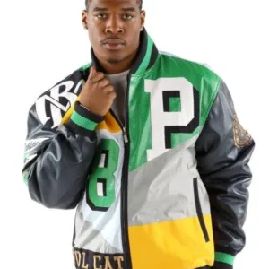 Pelle Pelle Mens Black And Green Slam Dunk Jacket
