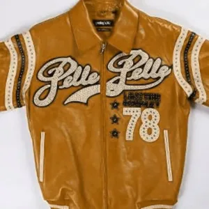 Pelle Pelle Light Brown Varsity Leather Jacket