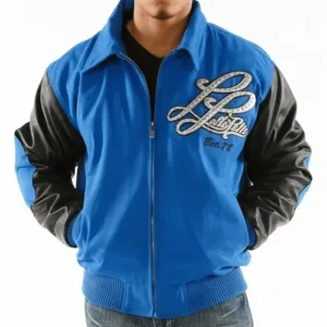 Men’s Pelle Pelle Blue And Black Leather and wool Jacket
