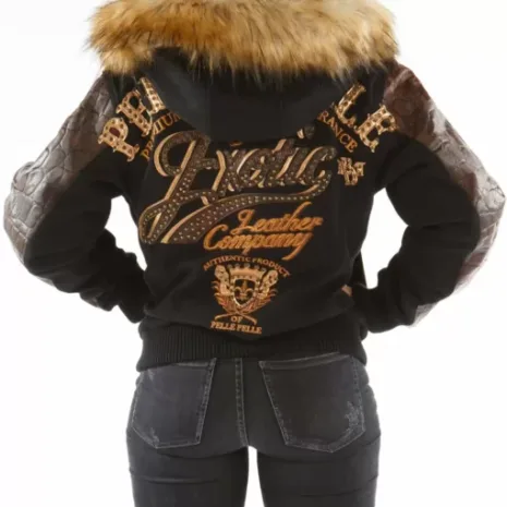 Pelle-Pelle-Brown-Exotic-Fur-Hood-Black-Jacket.webp