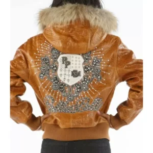 Pelle Pelle Brown MB Crest Fur Hood Jacket