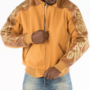 Pelle Pelle Caramel Script Studded Wool Jacket