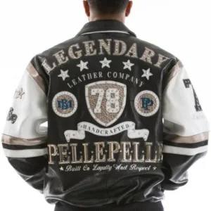 Pelle Pelle Encrusted Varsity Navy Plush Jacket