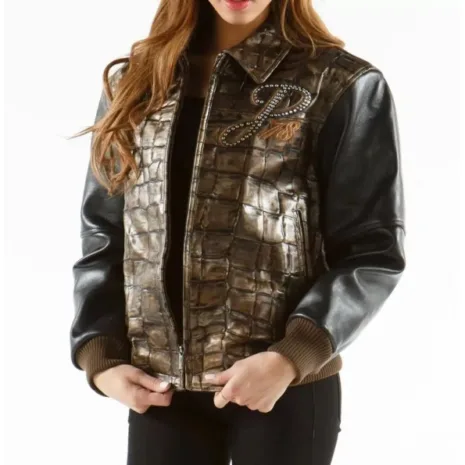 Pelle-Pelle-Exotic-Studded-Brown-Black-Jacket.webp