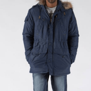 Pelle Pelle Fur Hood Snorkel Blue Nylon Jacket