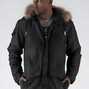 Pelle Pelle Fur Hood Snorkel Denim Black Coat