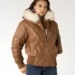Pelle Pelle Fur Hoods Women Brown Jacket