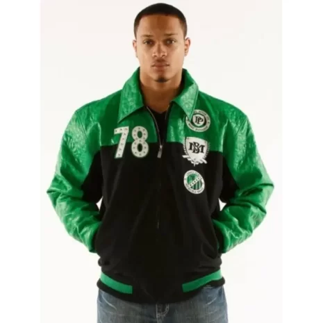 Pelle Pelle Green Black Varsity Jacket