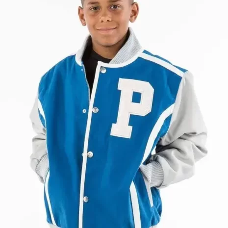 Pelle Pelle Kids Blue Letterman Varsity Jacket