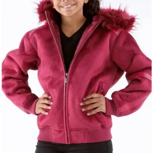 Pelle Pelle Kids Pink Fur Wool Jacket