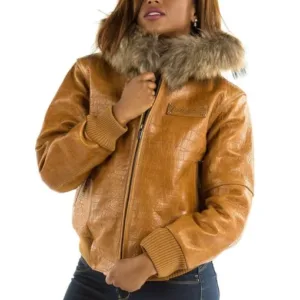 Pelle Pelle Ladies Basic Fur Hood Mustard Jacket