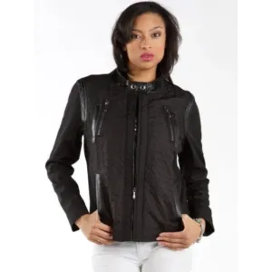 Pelle Pelle Ladies Houndstooth Black Track Jacket