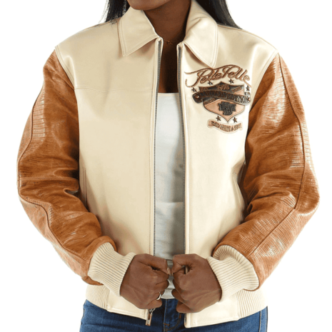 Pelle Pelle Ladies Red White & True Leather Cream Jacket