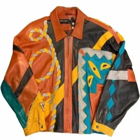 Pelle Pelle Leather Varsity Jacket Multicolor Vintage Marc Buchanan