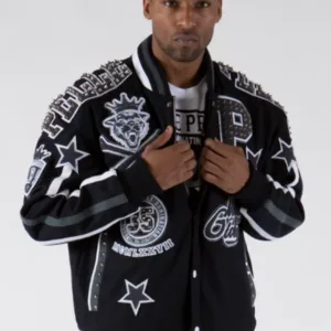 Pelle Pelle Limited Edition Black Varsity Jacket