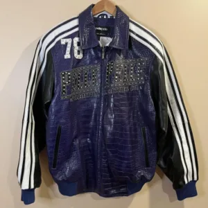 Pelle Pelle Marc Buchanan Blue Rhinestone Studded Jacket