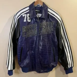 Pelle Pelle Marc Buchanan Blue Rhinestone Studded Jacket
