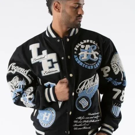 Pelle Pelle Men Black Legend Varsity Jacket