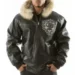 Pelle Pelle Men Crest Fur Hood Jacket Leather Stud Jacket