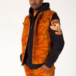 Pelle Pelle Men Orange Denim Wool Tracksuit