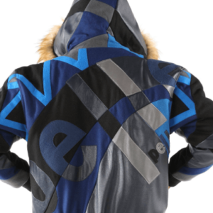 Pelle Pelle Mens Abstract Bomber Blue Wool Jacket