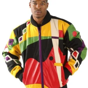 Pelle Pelle Mens Abstract Bomber Black Jacket
