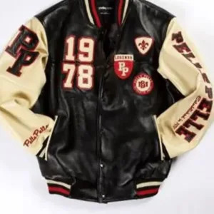Pelle Pelle Mens Black Varsity Bomber Leather Jacket