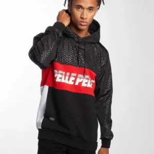 Pelle Pelle Mens Black and Red Multicolor Hoodie