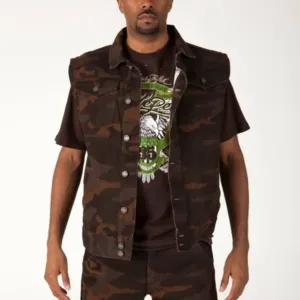 Pelle Pelle Mens Brown Camo Denim Track Suit