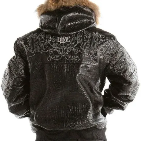 Pelle-Pelle-Mens-Crocodile-Skin-Fur-Hooded-Black-Leather-Jacket.webp