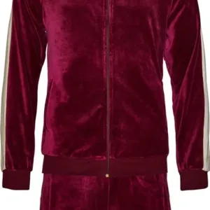 Pelle Pelle Mens Red Velvet Tracksuit